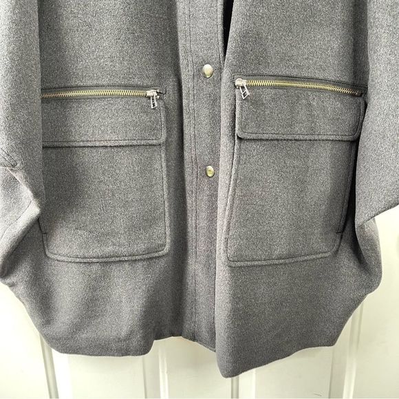 Leith Wool Charcoal Grey Short Sleeve Oversized Jacket Size M/L - Picture 4 of 9